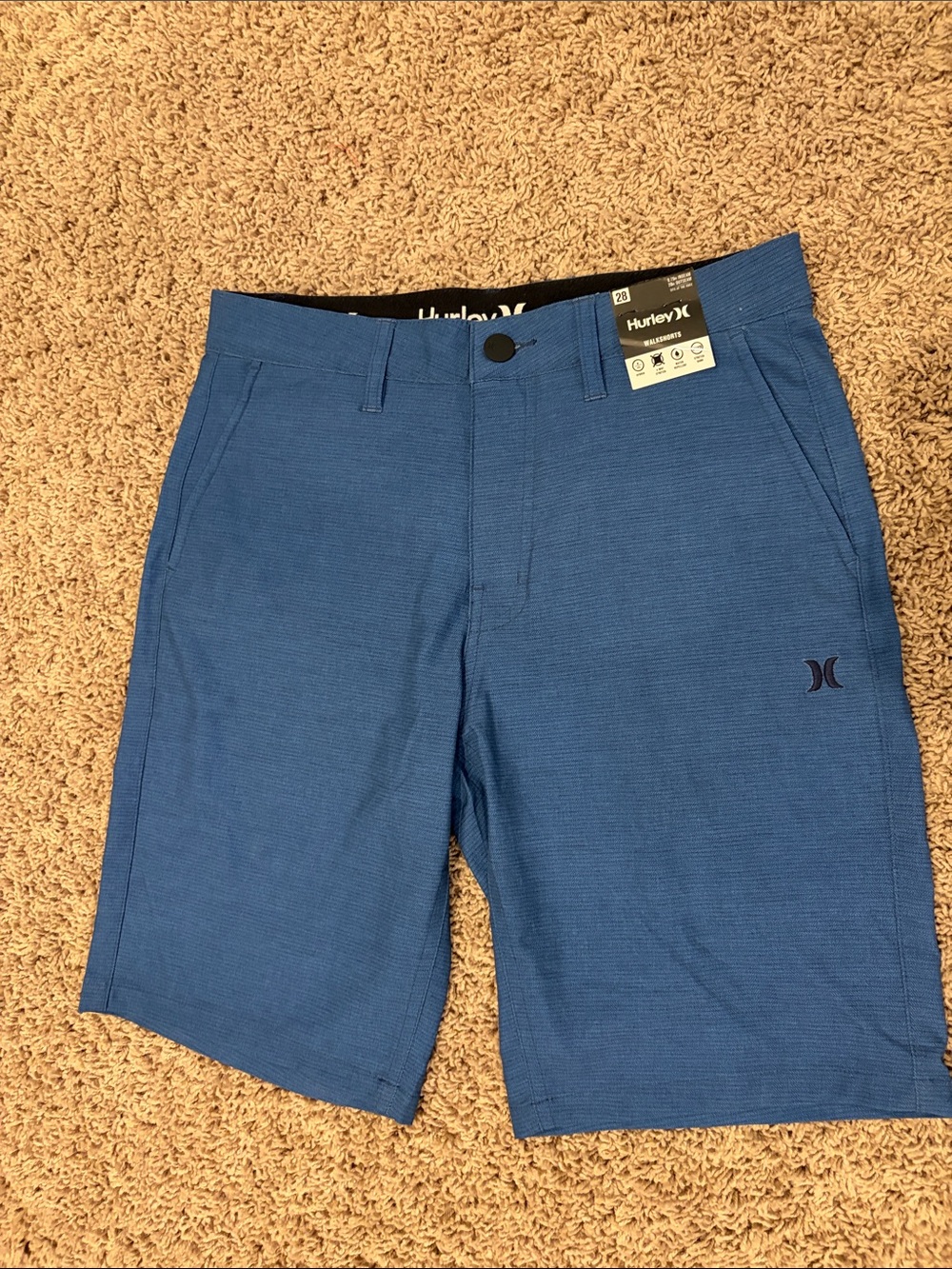 Hurley Men's Blue Flat-Front Walkshorts